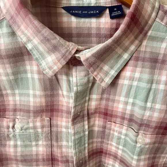 Janie and Jack Pink Plaid Button-Up - Picture 4 of 8